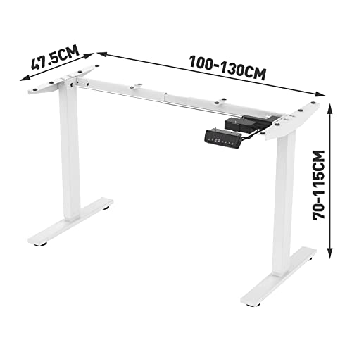 Ufurniture Electric Standing Desk Frame, Height Adjustable Range 28"-45", Width Range 39"-51" Ergonomic Tabletop Riser with Memory Smart Controller Sit Stand Desk Motor Converter | White