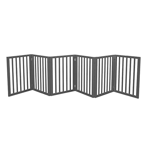 PaWz Dog Gates Pet Gates Indoor Foldable Dog Fence Puppy Safety Stair Barrier Security Door, Height 1.4M,Grey