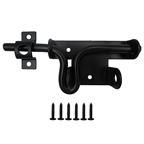 ZUIWAN Black Slide Bolt Gate Latch，Quality Steel Sliding Bolt Door Lock with Padlock Hole for Wooden/Iron Fence,Garage,Garden Shed Door,Deck Gate