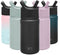 Simple Modern 415mL Summit Kids Water Bottle with Straw Lid - Travel Hydro Vacuum Insulated Flask Double Wall Liter - 18/8 Stainless Steel -Midnight Black