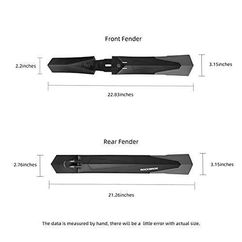 ROCKBROS Bike Fender Adjustable MTB Mudguard Front/Rear Fender Cycling Fenders Set Protector Bike Guards