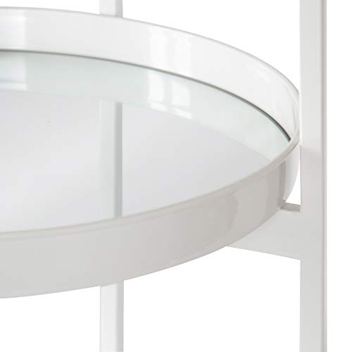 Kate and Laurel Celia Modern Glam 3-Tier Bar Cart, 14 x 14 x 28, White, Decorative Round Serving Cart with Lockable Wheels