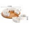 ZENFUN 11.3'' Ceramic Divided Dishes with Bamboo Tray, 6-Compartment Appetizer Tray Removable Snack Bowls, Round Sectional Serving Platter for Candy and Nut, Fruits, Condiment, Party