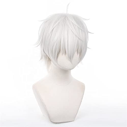 COSPLAZA Seishiro Nagi Blue Lock Anime Wigs Short Fluffy Silver White Hair Men Boy Halloween Cosplay Costume Wigs