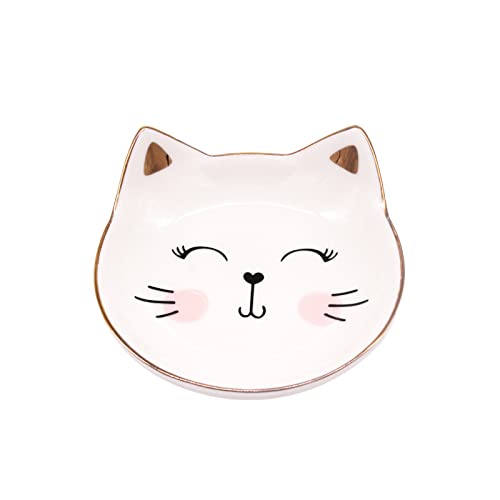 Ceramic Jewelry Dish - Ring Holder & Decorative Trinket Tray for Bathroom, Nightstand, and Vanity (Kitten)