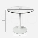 Levede Dining Table Kitchen Swivel Marble Tulip Outdoor Round Metal White 80cm