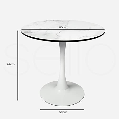 Levede Dining Table Kitchen Swivel Marble Tulip Outdoor Round Metal White 80cm