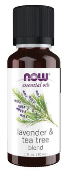 NOW Essential Oils, Lavender & Tea Tree Oil, Stimulating Aromatherapy Scent, Blend of Pure Lavender Oil and Pure Tea Tree Oil, Vegan, 1-Ounce