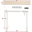 SHW Small Electric Height Adjustable Sit Stand Desk with Hanging Hooks and Cable Management, 40 x 22 Inches, White Frame and Maple Top