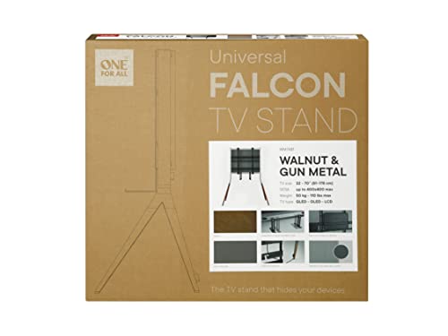 One For All Falcon Universal TV Stand – Screen Size 32-70”- LCD/LED/Plasma/OLED/QLED TVs – VESA 400x400 – Integrated Universal Soundbar Holder - Elegant Design - WM7481