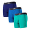 JustWears Boxer Briefs - Pack of 3 | Anti Chafing No Ride Up Organic Underwear for Men | Perfect for Everyday Wear or Sports like Walking Cycling & Running, Dark Blue Light Blue Light Green, M