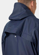 Helly Hansen Men's Moss Long Hooded Fully Waterproof Windproof Raincoat Jacket, 597 Navy, Large