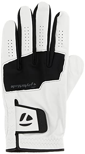 TaylorMade 2018 Men's Stratus All Leather Golf Glove, Cadet X-Large,White/Black