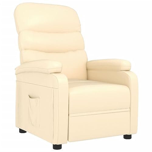 vidaXL Recliner Chair, Armchair with Adjustable Backrest and Footrest, Single Sofa Chair for Living Room Bedroom, Chaise Lounge, Cream Faux Leather