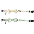 2 Pack/Set Cat Collar Breakaway with Cute Bow Tie and Bell Plaid Flower for Kitty Adjustable Safety