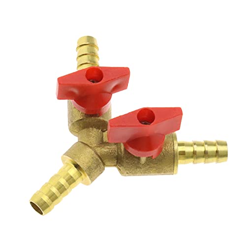 5/16Inch/8mm Y Shut Off Ball Valve Brass Hose Fitting Splitter Y 3 Way Pipe Connector Adapter for Oil Fuel Water