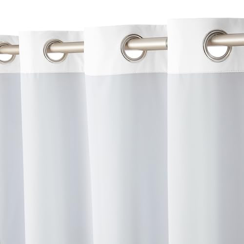 Amazon Basics Room Darkening Blackout Window Curtains with Grommets - 132 x 160 cm, White, 2 Panels