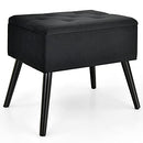 Giantex Velvet Storage Ottoman, Flip Top Stool w/Solid Wood Legs High Stability, Large Capacity, Rectangular Upholstered Vanity Stool for Living Room Bedroom, Multifunctional, Black