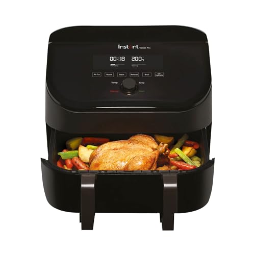 Instant Pot VersaZone Air Fryer comes with XXL Single and Double Air Frying Drawers complete with 8 Smart Programmes - Air Fry, Bake, Roast, Grill, Dehydrate, Reheat - Black, 8.5L