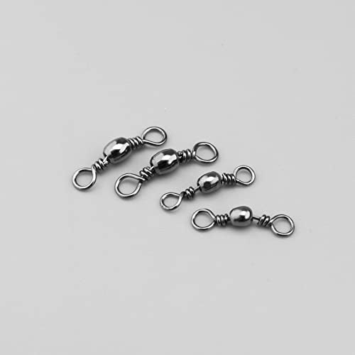 300Pcs 8# Fishing Rolling Swivel 10# Fishing Swivels Barrel Metal Fishing Tackle Line Connector Fishing Accessories for Saltwater Freshwater