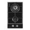 Devanti Gas Cooktop, 30cm 2 Burner Portable Stove Electric Cooktops Wok Burners Cooker Super Powerful Stoves Home Kitchen Appliances, Stainless Steel Tempered Glass Surface Knob Controls Black