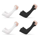 [ 4 Pairs ]Tongke UV Protection Cooling Arm Sleeves, Arm Warmers for Men Women Youth Arm Support for Cycling Baseball Basketball Driving,Arm Compression Sleeves-Black White,One Size Fit Most