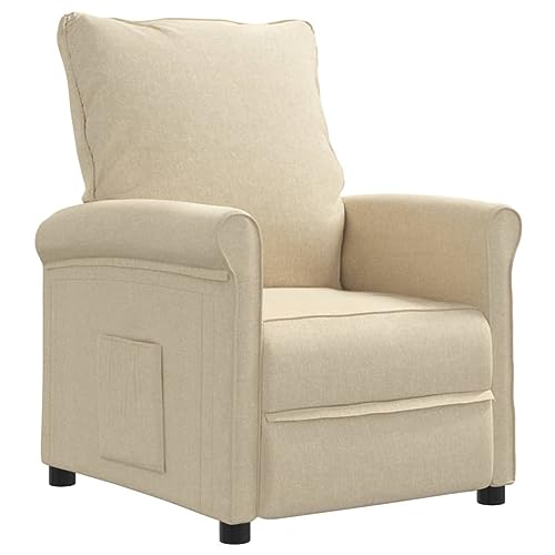 vidaXL Recliner Chair, Armchair with Adjustable Backrest and Footrest, Single Sofa Chair for Living Room Bedroom, Chaise Lounge, Cream Fabric