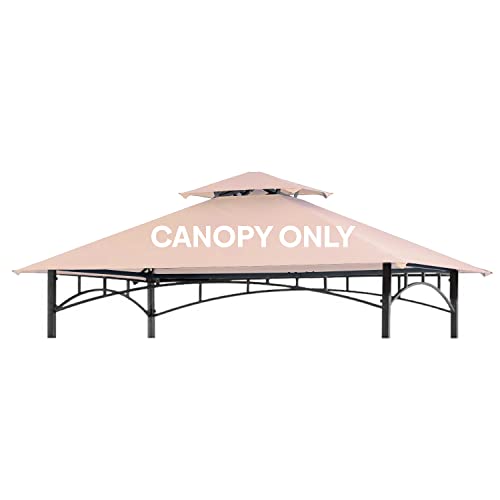 Warmally Grill Gazebo Replacement Canopy Roof, 5'x8' Outdoor BBQ Gazebo Top, Double Tiered Shelter Cover Roof Fit for Gazebo Model L-GG001PST, L-GZ238PST (Beige)