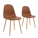 CangLong Washable PU Cushion Seat Back, Mid Century Metal Legs for Kitchen Dining Room Side Chair, Set of 2, Brown