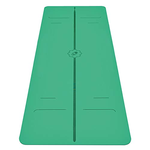 Liforme Evolve Yoga Mat – Free Yoga Bag Included - Patented Alignment System, Warrior-like Grip, Non-slip, Eco-friendly and Biodegradable, sweat-resistant, long, wide and 4.2mm thick mat for comfort - Green