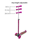 ROFFT Maxi Scooter for Kids Ages 6-12 Lean-to-Steer 3 Wheel Scooter for Kids Ages 6-12 PU Light-Up Wheels Kids Scooter Adjustable Height Light Weight Aluminum Scooters T-Bar Colorful Design Printed