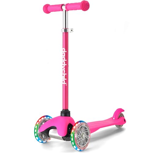 3 Wheel Scooters for Kids, Kick Scooter for Toddlers 2-6 Years Old, Boys and Girls Scooter with Light Up Wheels, Mini Scooter for Children (Pink)