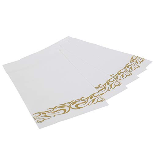 vplus 200 Pack Paper Napkins Guest Towels Disposable Premium Quality 3-ply Dinner Napkins Disposable Soft, Absorbent, Party Napkins Wedding Napkins for Kitchen, Parties, Dinners or Events (Gold)…