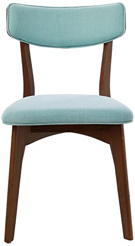 Christopher Knight Home Abrielle Mid-Century Modern Fabric Dining Chairs with Natural Walnut Finished Rubberwood Frame, 2-Pcs Set, Mint/Natural Walnut