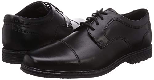 Rockport Men's Taylor Cap Toe Business Shoe, Black Leather, US 10