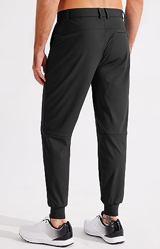 Libin Men's 4-Way Stretch Golf Joggers with Pockets, Slim Fit Work Dress Pants Athletic Casual Sweatpants for Men, Black, Medium