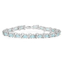 9.00 Carat (ctw) Sterling Silver Real Oval Cut Aquamarine Ladies Link Bracelet 9 CT