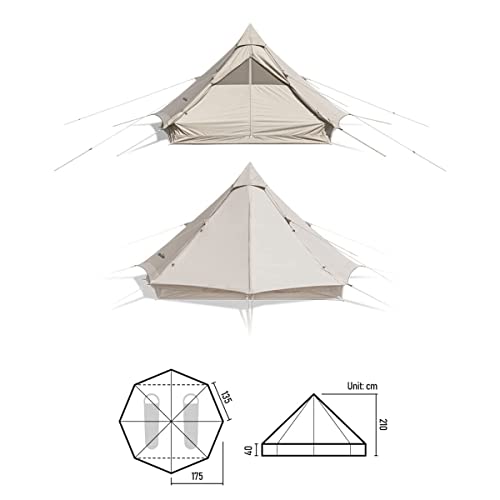 NATUREHIKE Glamping Tent, Breathable Cotton Canvas Yurt Tent, Waterproof Bell Tent, 4 Season Luxury Camping Tent for 3-4 Person, Brighten 6.4