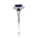 Gin & Grace Women's 14K White Gold Genuine Blue Sapphire Ring With Diamonds (Oval-Cut) Shaped (TW3319R-BS-10)