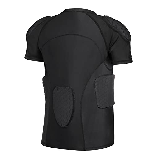 TUOY Men's Padded Compression Shirt Protective T Shirt Rib Chest Protector for Football Paintball Baseball