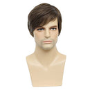 Short Straight Synthetic Wig For Men Male Hair Fleeciness realistic Brown Mix Natural Full Wigs YanYu