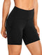 CRZ YOGA Women's Naked Feeling Light Buttery Soft Sport Shorts-High Waist Tummy Control Shorts with Side Pockets 6 inches Black Medium