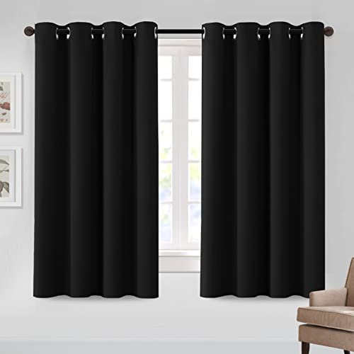 H.VERSAILTEX Blackout Thermal Insulated Grommet Room Darkening Curtains for Bedroom and Living Room - Set of 2 Panels, Each W132cm x D160cm, Jet Black