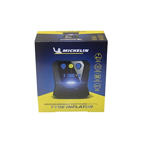 MICHELIN TATA Programmable High Power Rapid Digital Tyre Inflator 12 Volt Compressor with 0 to 30 PSI in 3 Minutes (12266), Black