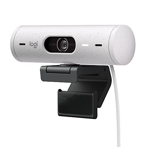 Logitech Brio 500 Full HD Webcam with Auto Light Correction, Show Mode, Dual Noise Reduction Mics, Webcam Privacy Cover, Works with Microsoft Teams, Google Meet, Zoom, USB-C Cable, Streaming - White