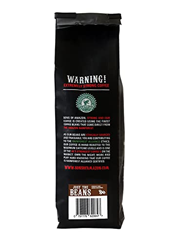 Sons of Amazon - 500g - Australia's Strongest Ground Coffee - High Caffeine Coffee Bags - Ethically Sourced - STRONG AND FAIR - Just The Beans