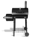 NutriChefKitchen Charcoal Grill Offset Smoker with Cover, Portable Stainless Steel Grill, Outdoor Camping BBQ and Barrel Smoker (Black)