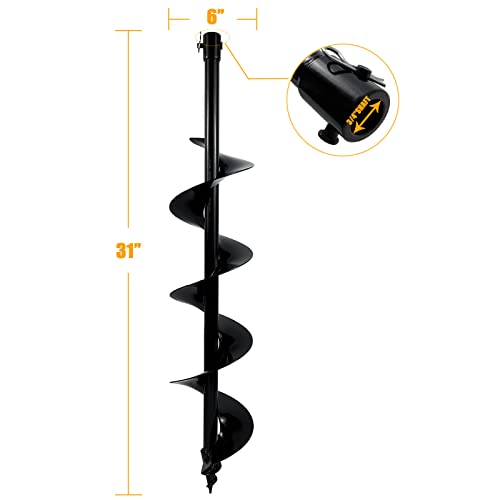 JACKCHEN 6" Auger Bit for Earth Auger,Digger Post Holes Replacement Earth Digger Planting Drill Bit