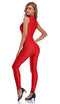 speerise Spandex Bodysuit for Women Zip Sleeveless Unitard Bodycon Jumpsuits Leotard for Costume, Red, Small