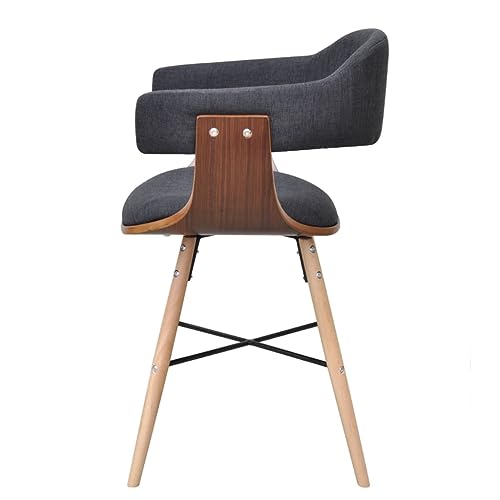 vidaXL 2X Dining Chair Sold Wooden Legs Fabric Grey Armchair Cafe Kitchen